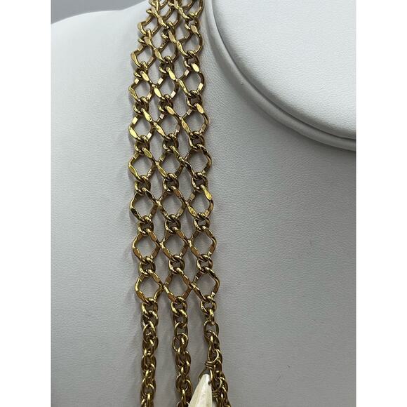 Kate Spade NY Three Tier Gold Tone Resin Dangle Statement Bib Layered Necklace - Picture 16 of 16